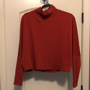 Melrose and Market Red/Orange Ribbed Turtleneck Sweater